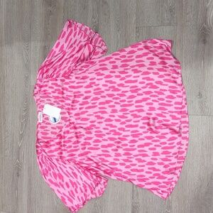 Emily Wonder 1x Pink Animal Print Blouse NWT